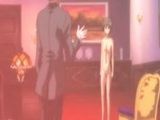 Young hentai slave boy sucks dildo and rides cock on his anal ass
