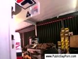 Public gay porn in a shoe store