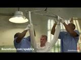 Gay in straitjacket gets submitted by two black gays