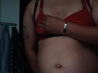 Ladyboy jerk in red panty