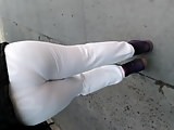 Creep shot, pt.3 white see-thru sweats