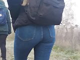 Hot Jb ass in very tight jeans (with upstairs at the end)