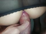 Anal and handjob. Cum on stockings legs