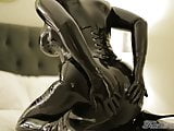 Kinky latex bondage