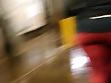 Booty meat in tight maroon spandex upstairs action