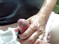 Panty diaper jackoff and cumshot with anal plug and vibrator